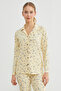 Sheep Pattern Shirt Collar Suede Pajama Set - 3