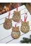 4-Piece Natural Wooden Cute Ball Christmas Tree Ornament – Decorative Pine Tree Ornaments (8 cm) - 5