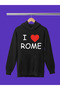 I Love Rome Printed Cotton Long Sleeve Ribbed 3-Ply Hooded Sweatshirt