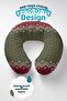 Nordic Patterned Cotton Neck Pillow - Ethnic Geometric Red Green Travel Pillow - 5