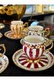 24K Gold Gilded Hand Painted Color Line Model Coffee Cup Set (90ml) - 4