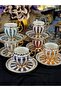 24K Gold Gilded Hand Painted Color Line Model Coffee Cup Set (90ml) - 7