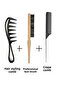 3-Piece Comb Set, Hair Styling Comb + Professional Bun Brush + Crepe Comb