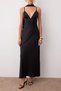 Black Shawl Detailed Satin Woven Maxi Evening Dress Night Homecoming Dress Tprss25El00312 - 3