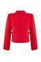 Kırmızı Fiyonk/Kurdele Detaylı Gömlek Yakalı Crop Dokuma Yılbaşı Blazer Ceket TWOAW25BC00018 - 8