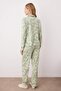 Green 100% Cotton Floral Shirt Collar Piped Knitted Pajama Set THMAW26PT00152 - 4