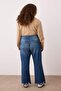 Mavi Yüksel Bel Paçası Destroylu İspanyaol Paça Büyük Beden Flare Fit Jeans TBBAW26CJ00016 - 4