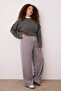 Gri Kemeri Cırtlı Pileli Wide Leg Örme Büyük Beden Pantolon TBBSS24AR00035 - 2
