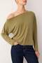 More Sustainable Yeşil Kayık Yaka Relaxed/Rahat Kesim Modal Premium Örme Bluz TWOAW25BZ00282 - 3