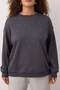 Antrasit Kalın Taşlı Detaylı Örme Büyük Beden Sweatshirt TBBAW24SW00000 - 3