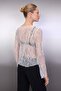 Beyaz Regular Fit Kayık Yaka Dantel Esnek Örme Bluz TWOSS23BZ00795 - 4