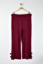 Bordo Paçası Fiyonk Detaylı Flare Fit Örme Büyük Beden Pantolon TBBAW26AR00003 - 5