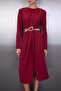 Bordo Düz Cut outlı Midi Dokuma Elbisesi TWOAW26EL00179 - 3
