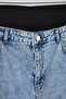 Mavi Yüksek Bel Beli Lastikli Geni Paça Büyük Beden Wide Leg Jeans TBBAW26CJ00029 - 6
