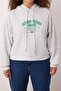 Gri Melanj Kapüşonlu Puff Baskılı Geniş Kalıp Crop Boy Örme Büyük Beden Sweatshirt TBBAW26AO00027 - 3