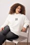 Ekru Oversize/Bol Kesim Nakışlı Kalın İçi Polarlı Örme Sweatshirt TBBAW26AO00010 - 2