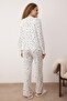 Beyaz Çok Renkli 3'lü Hırkalı Çiçekli Fitilli Örme Pijama Takımı THMAW26PT00179 - 5