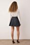 Gri Piliseli Mini Dokuma Casual/Günlük Etek TWOAW26ET00147 - 5