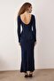 Lacivert Bodycone/Vücudu Saran Maxi Örme Elbise TPRAW26EL00070 - 5