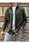 Oversize Gabardine Cotton Men's Jacket Shirt with Gift Box Fs-003868 - Khaki