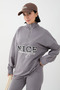 Nice Written Zippered Anthracite Double Set - 2