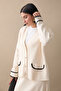 Ecru Knitwear Set with Stitching Detail Skirt - 2
