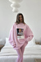 Women's Oversize Sweat Dress Pink – 3 Thread Raised Fleece, Crew Neck, Pantone – Princess Printed - 6