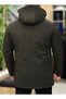 Men's Thick Winter Khaki Green Hooded Coat (Removable Hood) Regular Fit Fiber-Filled - 5