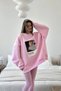 Women's Oversize Sweat Dress Pink – 3 Thread Raised Fleece, Crew Neck, Pantone – Princess Printed - 4
