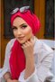 Red Linen Gathered Wrapped Bonnet