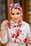 شال بونيه على شكل فراشة باللون الأحمر والأبيض - 2