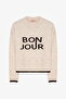 Bonjour Written Crew Neck Knitwear Sweater Cream - 2
