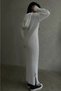 Women's White Hooded Slit Maxi Length Ribbed Dress 6670 - 7