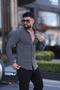 Black and White Striped Slim Fit Long Sleeve Men's Shirt - Modern Stylish Style - 3