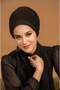 Black Glitter Pleated Evening Dress with Scarf Bonnet - 2