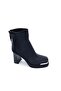 Black Women's Boots with Back Zipper and Platform Heel - 5