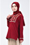 Burgundy Embroidered Sile Cloth Blouse - 0011-01