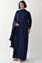 Navy Blue Knitwear Set with Vest - 2