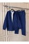 Women's Pocketed Zippered Hooded Three-Thread Ribbed Double Basic Set (Colorful)
