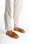 Genuine Leather Summer Men's Suede Jute Sole Tan Espadrille Slippers -Mssr122-Tb