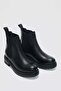 Whitney Genuine Leather Elastic Women's Short Boots - Black