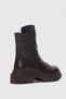 Mena Genuine Leather Blunt Toe Women's Boots with Zipper Accessories on the Front - Bitter Brown - 5