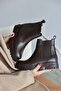 Whitney Genuine Leather Elastic Women's Short Boots - BROWN - 6