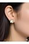 Gold Color White Stone Clover Model Women's Earrings - 3