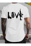 Unisex Oversize Printed Cotton Crew Neck Short Sleeve White T-Shirt Love of Guns