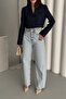 Women's Jeans Wide Leg Baggy Ice Blue Jeans