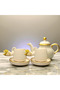 4 Piece Gilded Swan Handle Special Design Handmade Ceramic Coffee Cup Set - 4