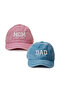 Embroidered 2025 Pink-Blue Mom Dad Hats 2-Pack Mother Father Washable Fabric Hats Cotton Adjustable