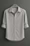 Men's Summer Textured Ottoman Gray Oversize Shirt