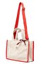 Red & Ecru Canvas Balat Tote Bag Adjustable Strap Women's Hand and Shoulder Bag